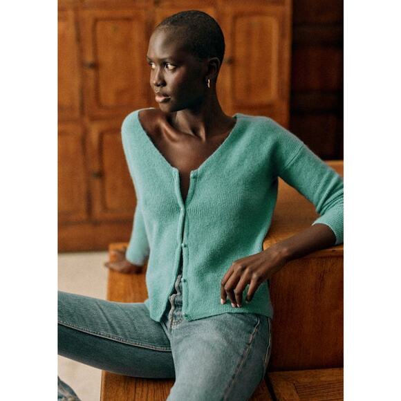 Sezane Barry Cardigan - XS - Light Sage